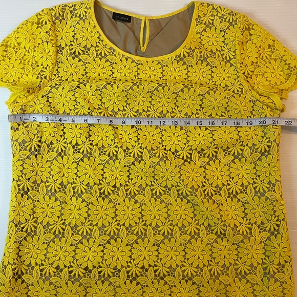 Talbots Yellow Crochet Lace Two Piece Set Skirt And Blouse Size 16 Easter Outfit - Picture 11 of 13